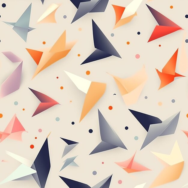 A seamless pattern showcasing stylized origami shapes