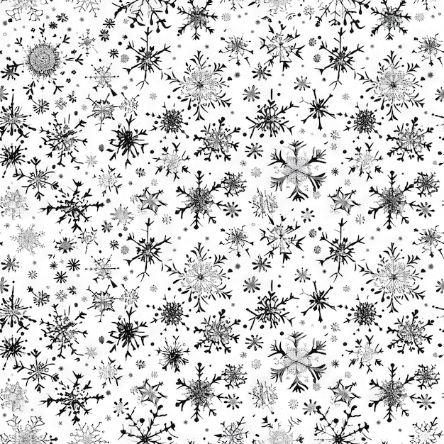 Photo seamless pattern of snowflakes in intricate patterns