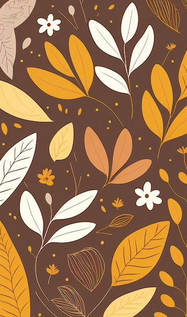 Seamless pattern in warm color nature flowers gardens