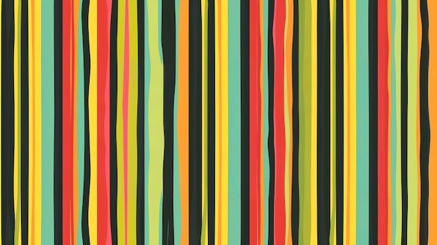 Photo a seamless pattern of wavy stripes in green yellow red black and orange