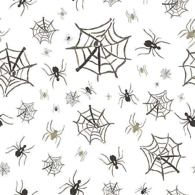 Seamless pattern of webs and spiders for Halloween