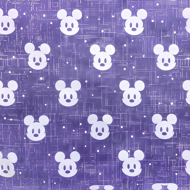 seamless pattern of white Mickey Mouse ears on a purple background