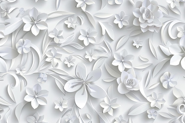 Seamless Pattern of White Paper Craft Embossing