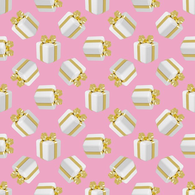 Seamless pattern with 3D gift boxes