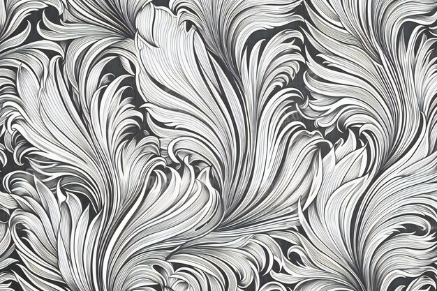 Seamless pattern with abstract swirls Monochrome background