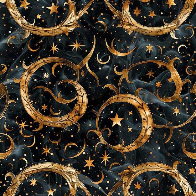 Photo seamless pattern with arabic calligraphy and crescent moon