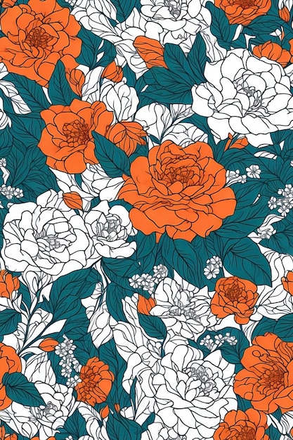 Seamless pattern with beautiful floral motifs