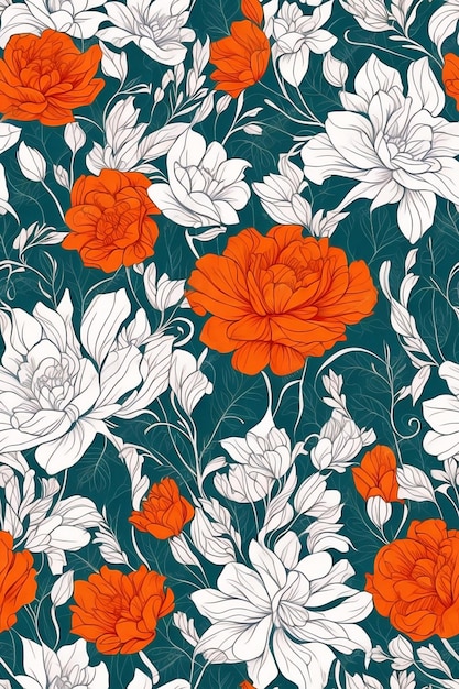 Seamless pattern with beautiful floral motifs