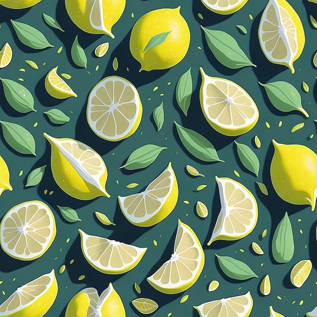 Seamless pattern with beautiful fruit motifs