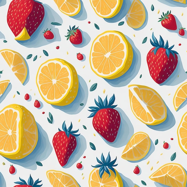 Seamless pattern with beautiful fruit motifs