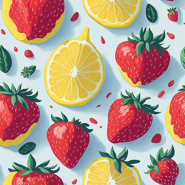 Seamless pattern with beautiful fruit motifs