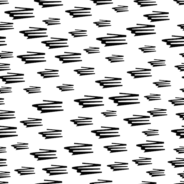 Seamless pattern with black pencil brushstrokes in abstract shapes on white background Vector illustration