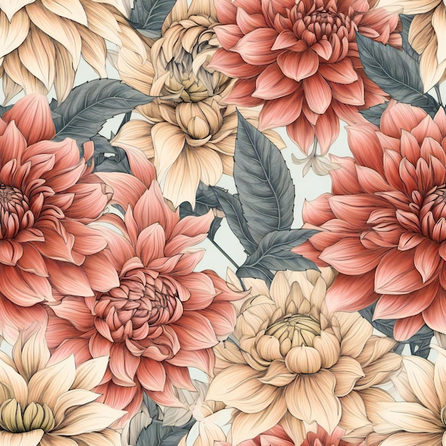 A seamless pattern with a bouquet of flowers.