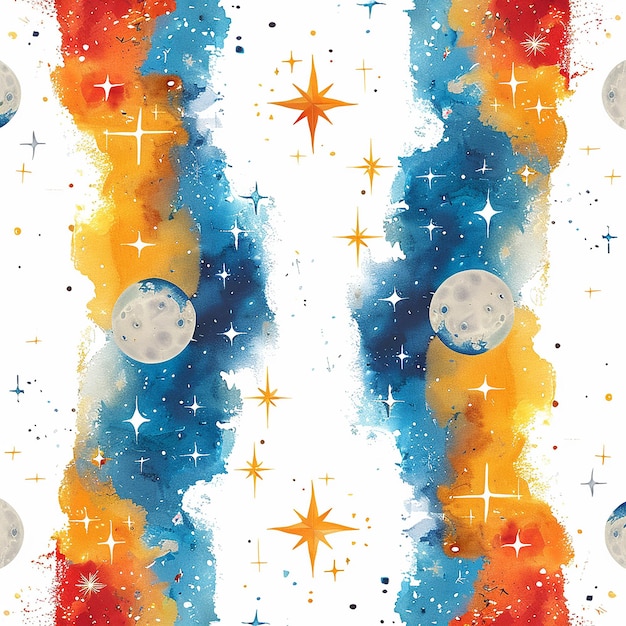 Photo seamless pattern with bright celestial background