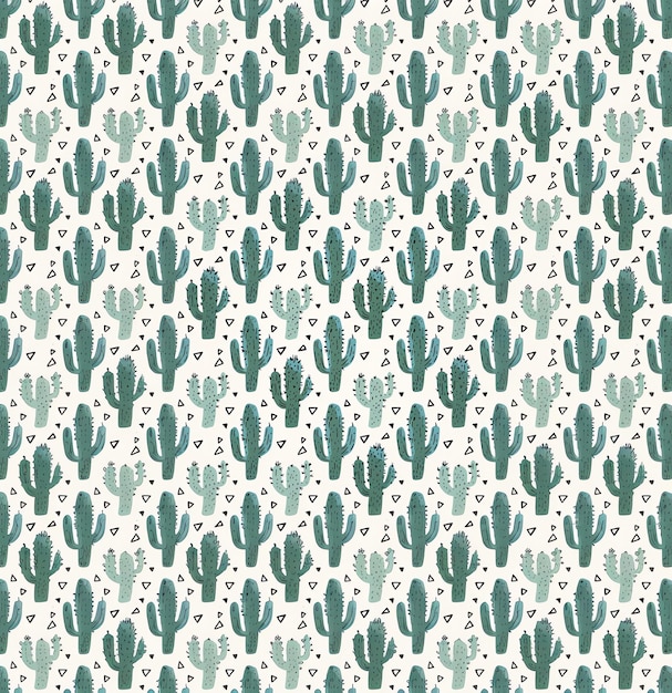 Photo a seamless pattern with cactus and flowers