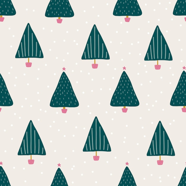 Seamless pattern with christmas trees vector illustration