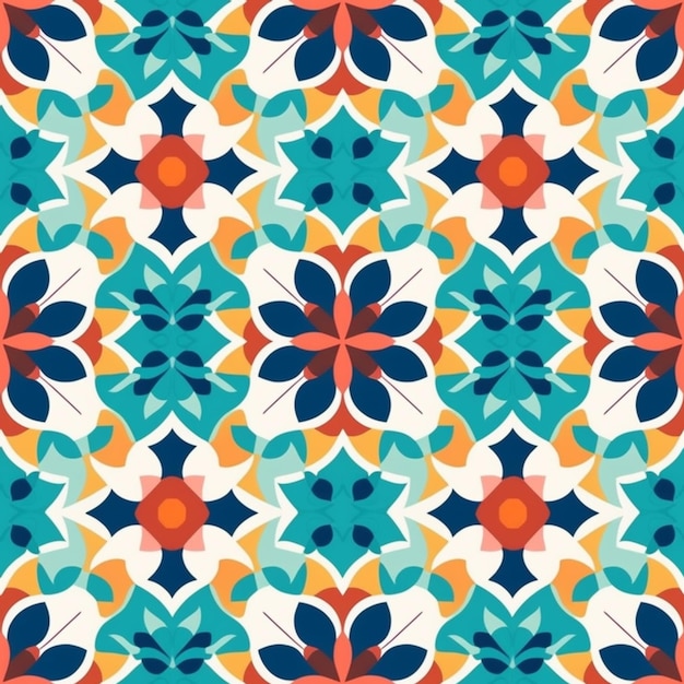 A seamless pattern with a colorful flower pattern.