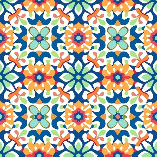 Seamless pattern with a colorful flower pattern.