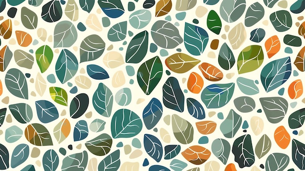 Photo seamless pattern with colorful leaves on a white background