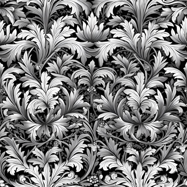 Seamless pattern with decorative flowers and plants AI generated