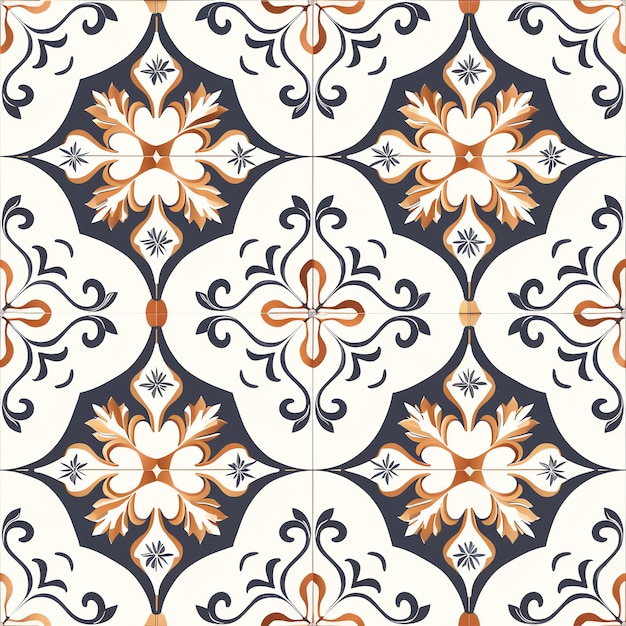 a seamless pattern with a design in orange and brown