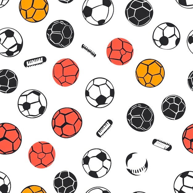 Photo seamless pattern with different sport balls