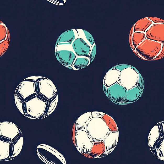 Photo seamless pattern with different sport balls