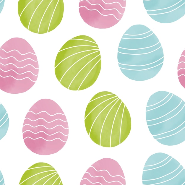 Photo seamless pattern with easter eggs hand drawn illustration in watercolor style