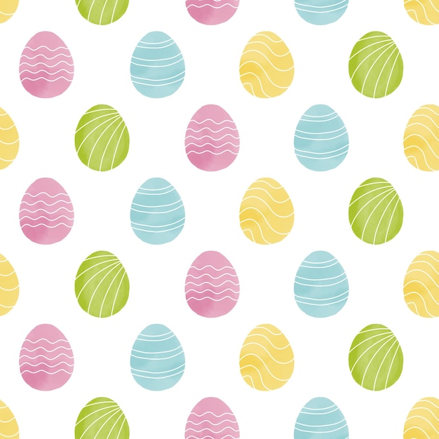 Photo seamless pattern with easter eggs hand drawn illustration in watercolor style