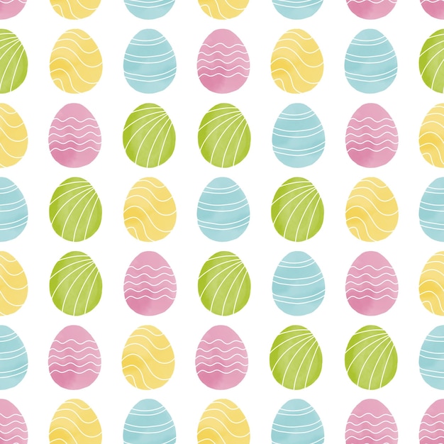 Photo seamless pattern with easter eggs hand drawn illustration in watercolor style