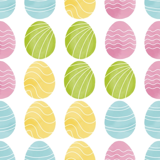 Photo seamless pattern with easter eggs hand drawn illustration in watercolor style