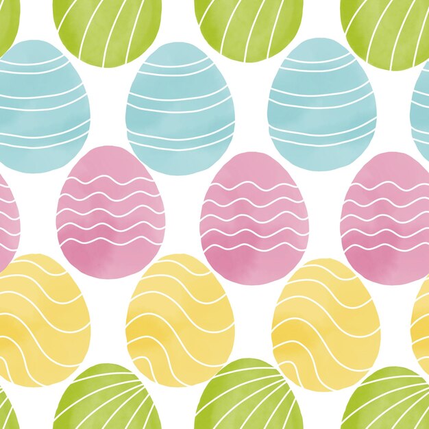 Photo seamless pattern with easter eggs hand drawn illustration in watercolor style