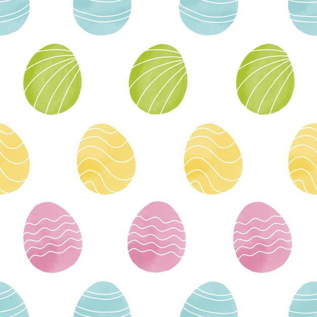 Seamless pattern with easter eggs hand drawn illustration in watercolor style