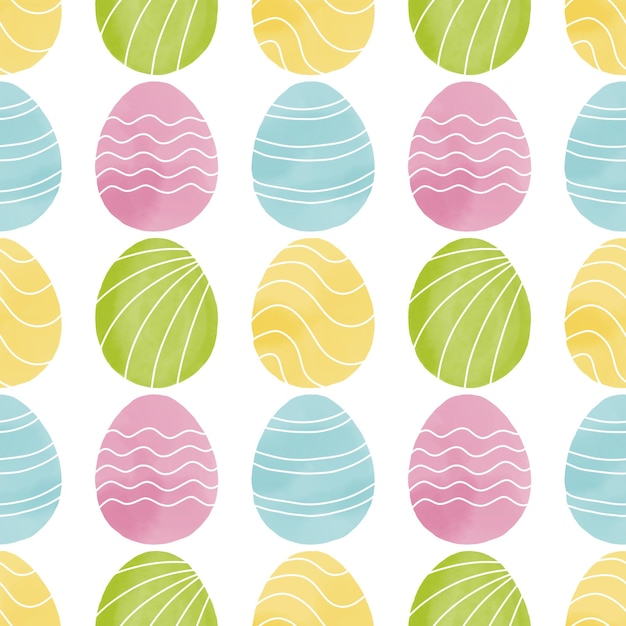 Photo seamless pattern with easter eggs hand drawn illustration in watercolor style