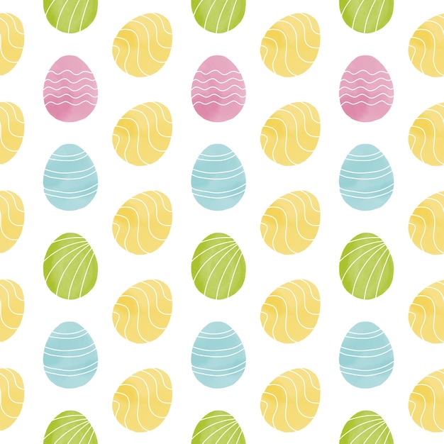 Seamless pattern with easter eggs hand drawn illustration in watercolor style