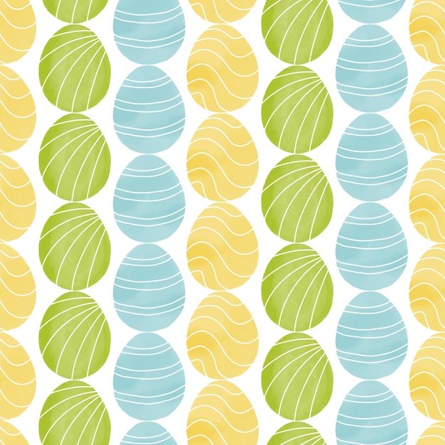 Photo seamless pattern with easter eggs hand drawn illustration in watercolor style