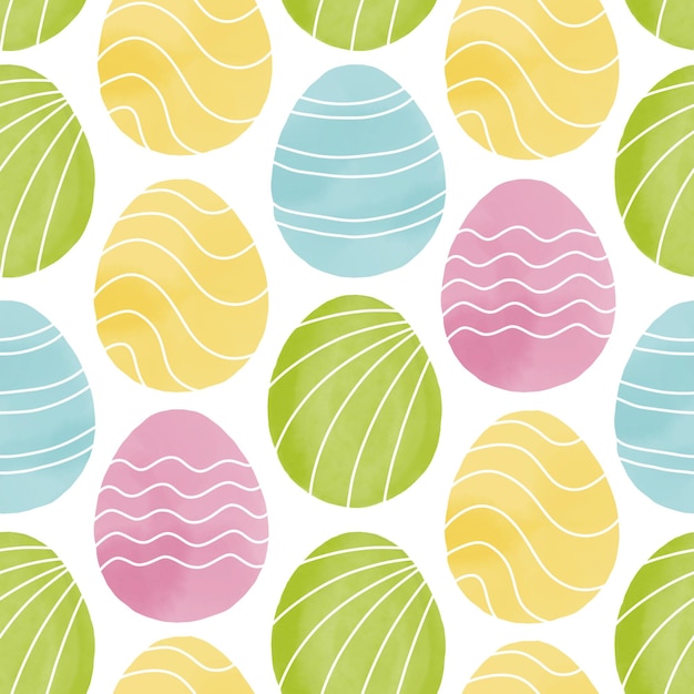 Photo seamless pattern with easter eggs hand drawn illustration in watercolor style