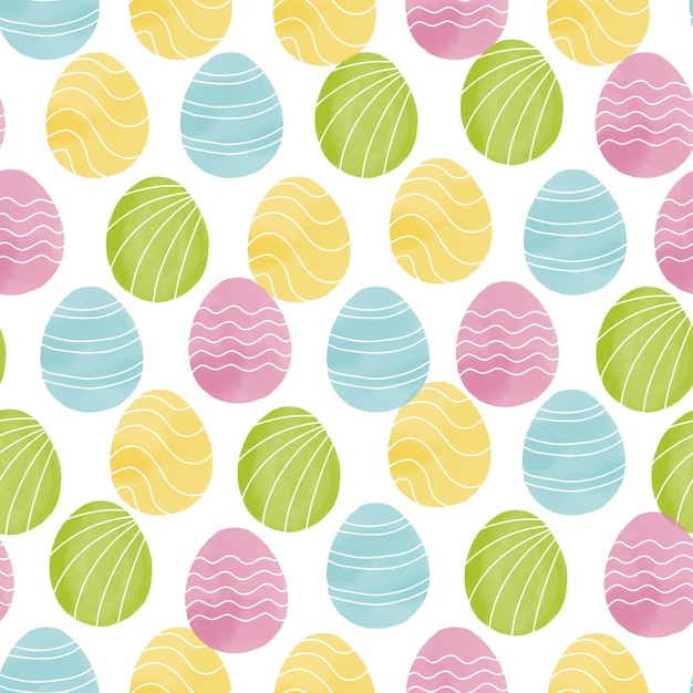 Photo seamless pattern with easter eggs hand drawn illustration in watercolor style