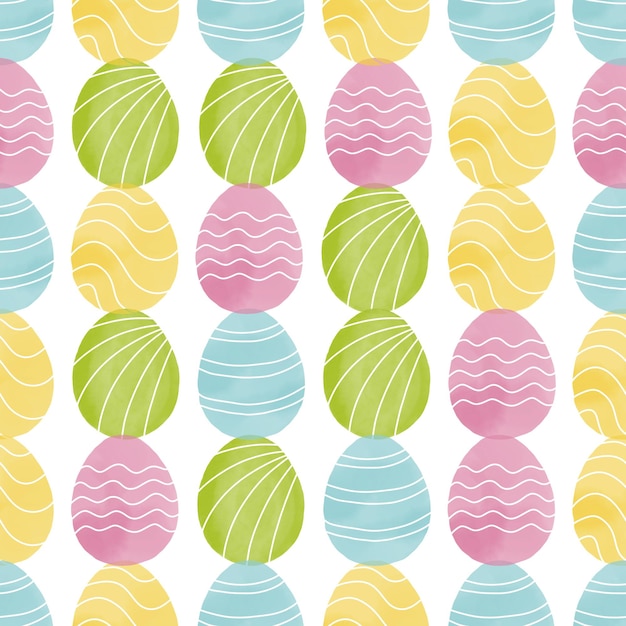 Photo seamless pattern with easter eggs hand drawn illustration in watercolor style