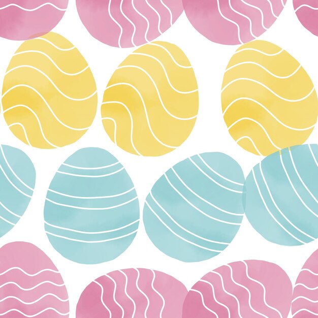 Photo seamless pattern with easter eggs hand drawn illustration in watercolor style