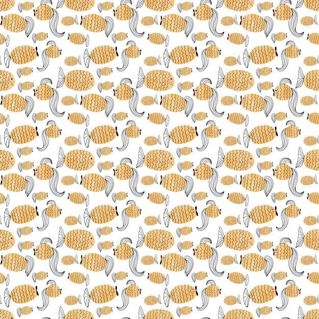 Seamless pattern with fish on a white background.