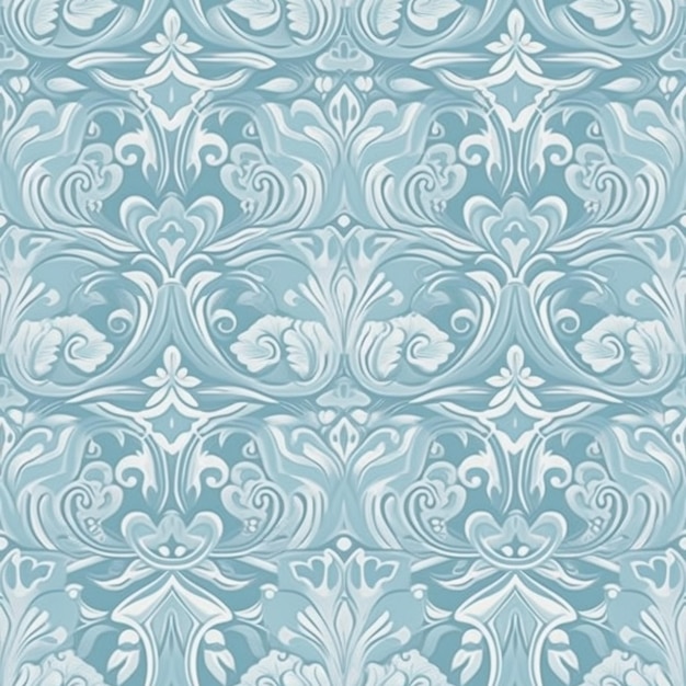 Seamless pattern with a floral design on a blue background.