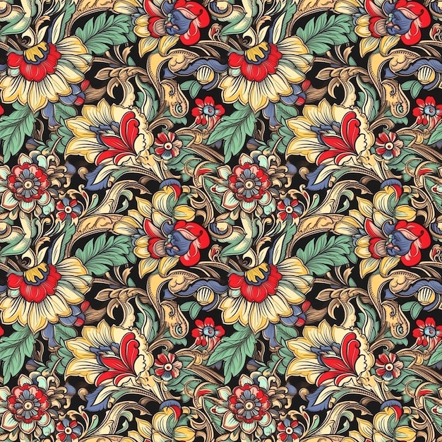 Seamless pattern with a floral design.