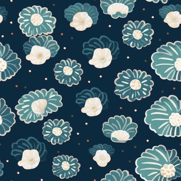 Seamless pattern with flowers on a dark background.