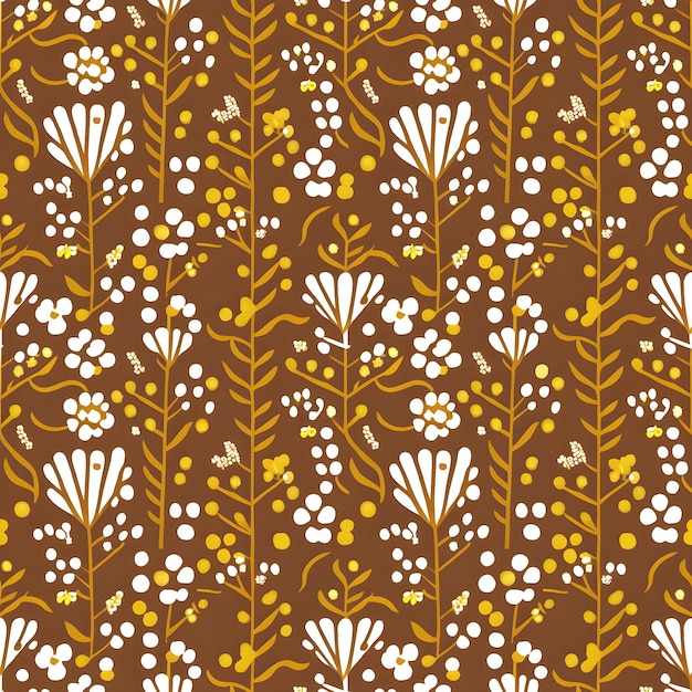 Seamless pattern with flowers and leaves Hand drawn background floral pattern for tiles or fabric