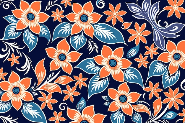 Seamless pattern with flowers in retro style Vector illustration