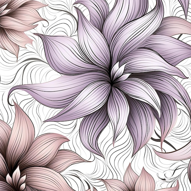 Photo seamless pattern with flowers on a white background.