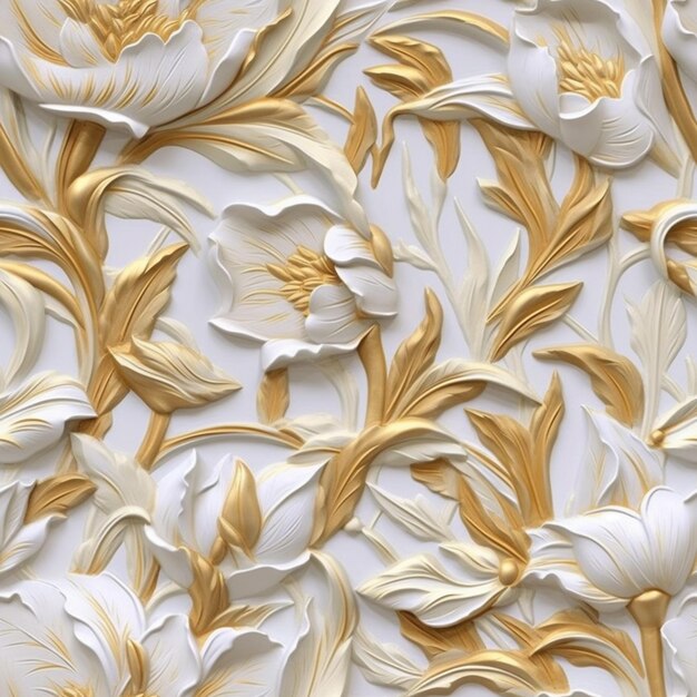 Seamless pattern with flowers on a white background.