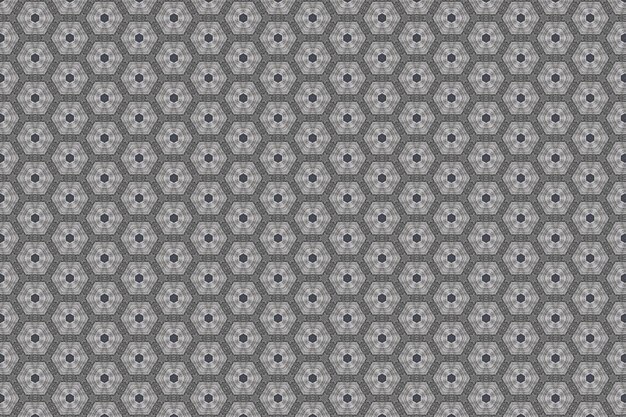 Seamless pattern with geometric shapes like hexagons on a gray background.