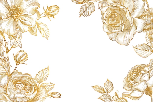 Photo a seamless pattern with gold roses on a white background